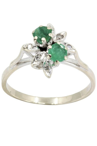 Bague BAGUE ÉMERAUDE ET DIAMANTS ANNÉES 50' 58 Facettes 044751