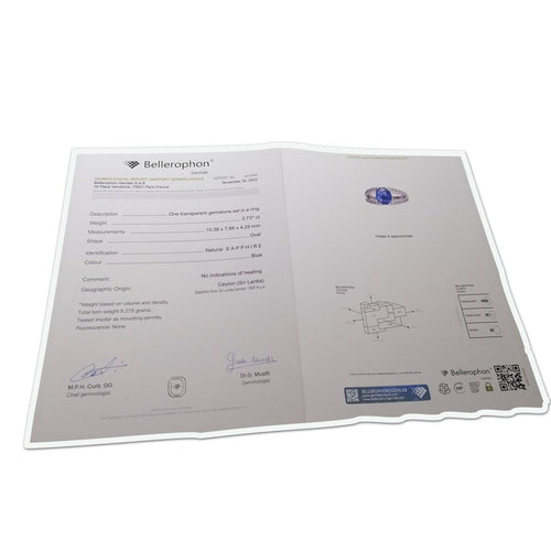 Bague 53 Bague Or blanc Saphir Ceylan Diamants 58 Facettes 3780