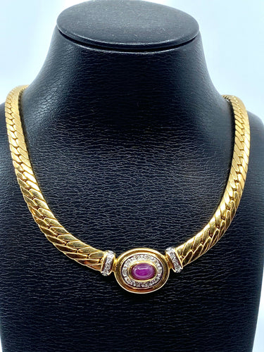 Collier Collier rubis cabochon diamants 58 Facettes