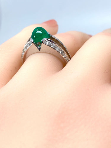 Bague 52 Bague émeraude cabochon diamants 58 Facettes AB250