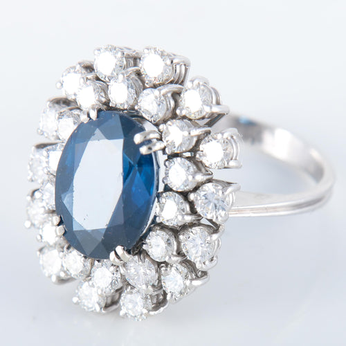 Bague 51 Bague double entourage Saphir Diamants 58 Facettes