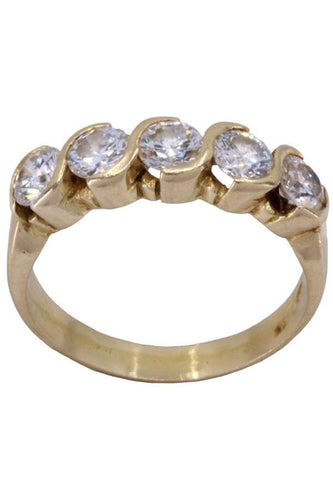 Bague 52 DEMI-ALLIANCE 5 DIAMANTS 58 Facettes 078111