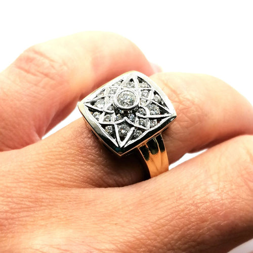 Bague Bague or blanc, or jaune et diamants 58 Facettes 3708