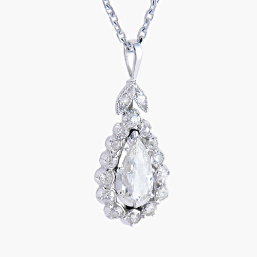 Collier Pendentif sur chaîne Diamant Poire 58 Facettes