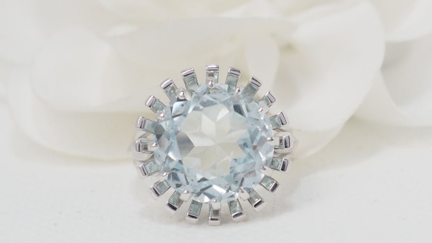 Bague 58 Bague vintage Aigue-marine 58 Facettes 32325