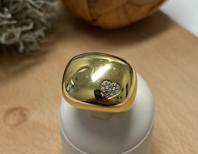 Bague Bague Jonc Bombée avec coeur Diamants 58 Facettes 20400000354/JJ