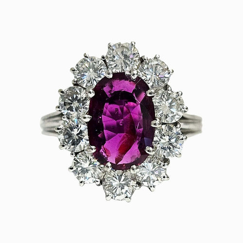 Bague 52.5 Bague marguerite Or blanc Rubis Diamants 58 Facettes 1-1550/1