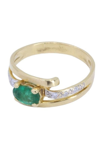 Bague 48 BAGUE MODERNE ÉMERAUDE ET DIAMANTS 58 Facettes 065671