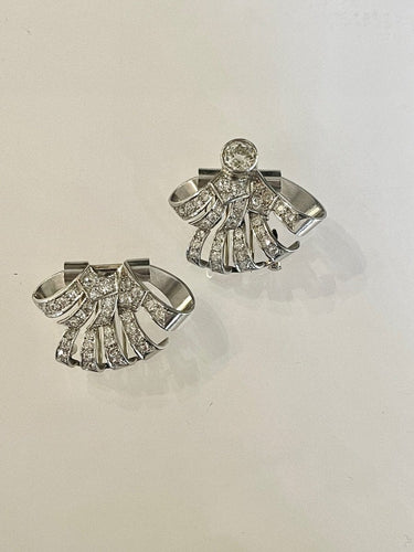 Broche Double Clip Or Et Diamants 58 Facettes 1064033
