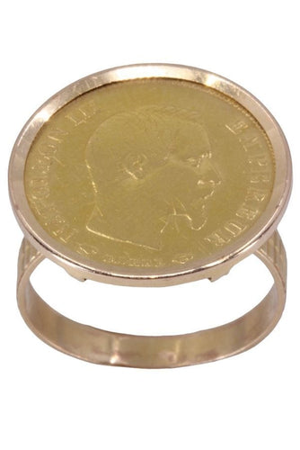 Bague 55 Bague pièce 10 francs Or Napoléon III 58 Facettes 077071