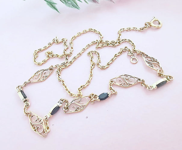 Collier Collier filigrane Saphirs Or Jaune 58 Facettes AA 1582