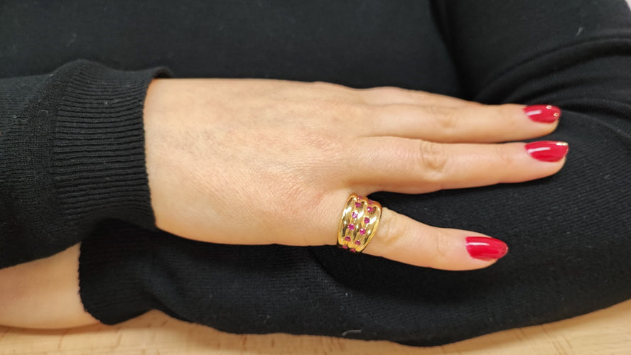 Bague 53 Bague jonc or et rubis 58 Facettes JoncVG.rub.