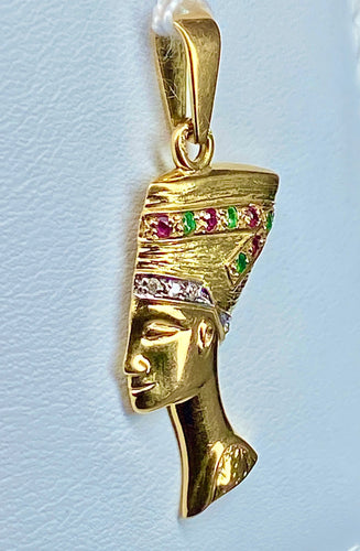 Pendentif Pendentif "profil égyptien" Rubis Emeraudes Diamants 58 Facettes AB187