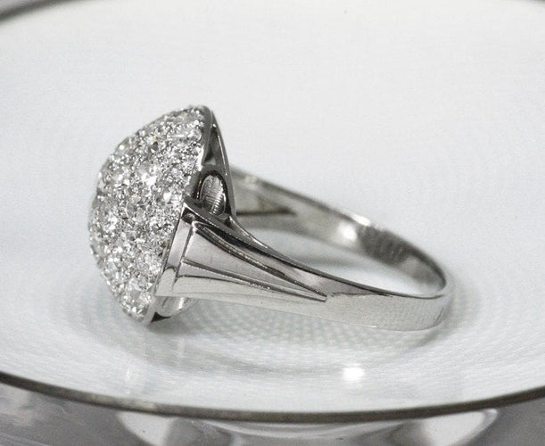 Bague 58 Bague « dôme » Art Déco en platine et brillants 58 Facettes