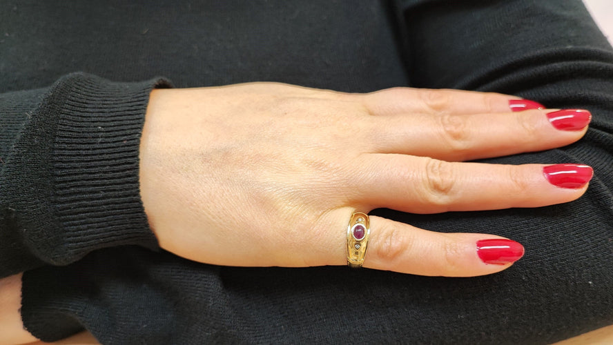 Bague 54 Bague jonc rubis et diamants 58 Facettes RA/599.3