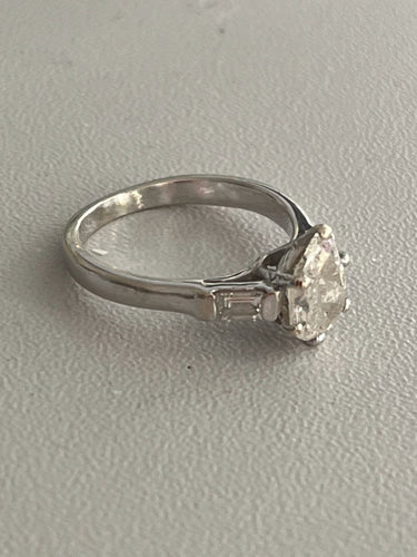 Bague 48 Bague Or Gris Diamant Taille Poire 58 Facettes 5341