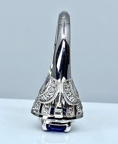 Bague 54 Bague cocktail saphir diamants 58 Facettes AB153