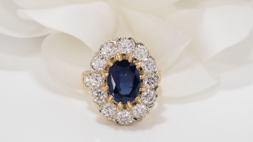 Bague 47.5 Bague Pompadour Or jaune Saphir Diamants 58 Facettes 32191