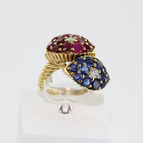 Bague 56 Bague "Toi et Moi" rubis, saphirs et diamants 58 Facettes