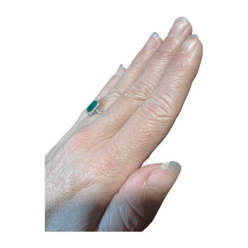 Bague 53 Bague Art Déco Or blanc Émeraude Diamants 58 Facettes