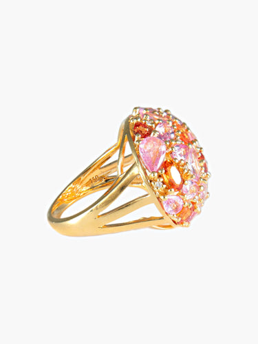 Bague 52 Bague Boule Saphirs roses, Citrines miel et Diamants 58 Facettes