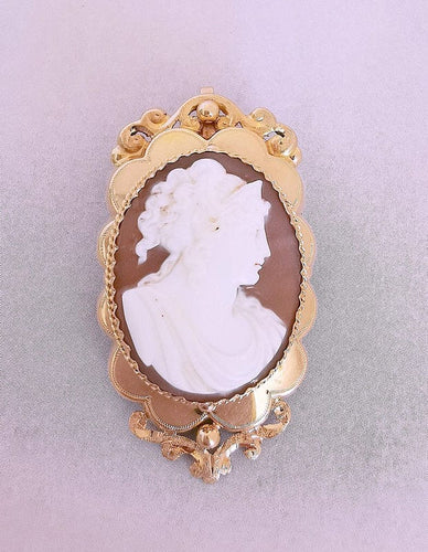 Pendentif Pendentif/Broche Camée sur Agate Or Rose 58 Facettes AA 1463