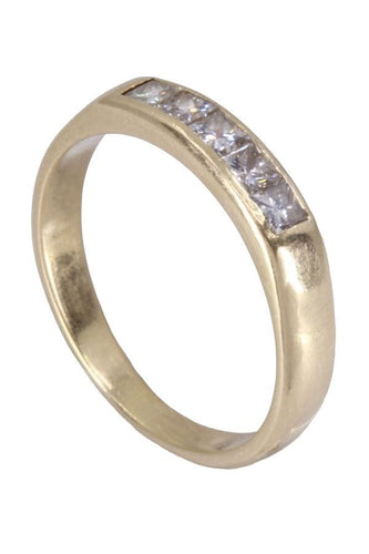 Bague 53 Demi alliance Or jaune Diamants 58 Facettes 080851