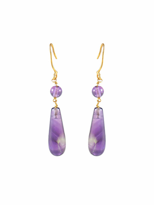 Boucles d'oreilles BOUCLES D'OREILLES PENDANTES OR JAUNE ET AMETHYSTES 58 Facettes