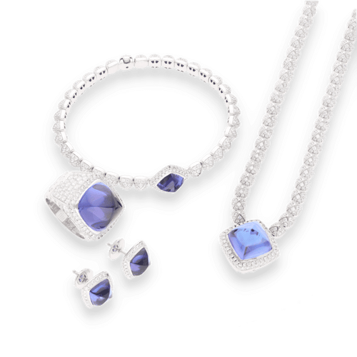 Collier Collier FRED "Pain de sucre" or gris, tanzanite & diamants 58 Facettes