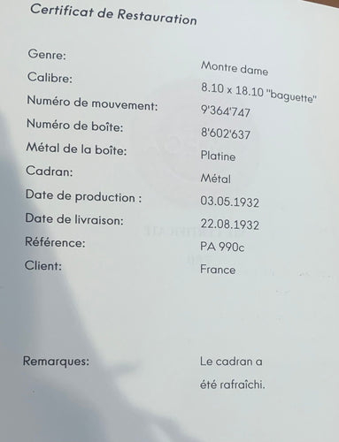 Montre Montre Oméga Art Déco 1932 Platine 58 Facettes M81