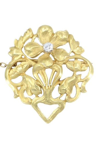Broche BROCHE ART NOUVEAU FLEURS ET DIAMANT 58 Facettes 057141