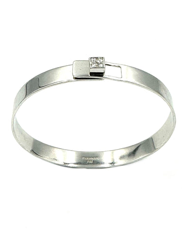 Bracelet DINH VAN. Bracelet Cube Serrure or blanc diamants 58 Facettes