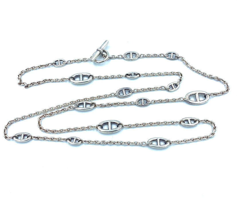 Collier HERMÈS. Sautoir Farandole argent 120cm 58 Facettes