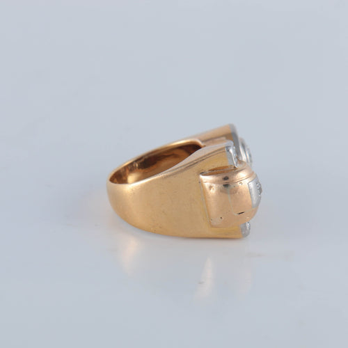 Bague 49 Bague tank or jaune platine diamants 58 Facettes