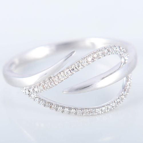 Bague 55 Bague Feuille or blanc et diamant 58 Facettes