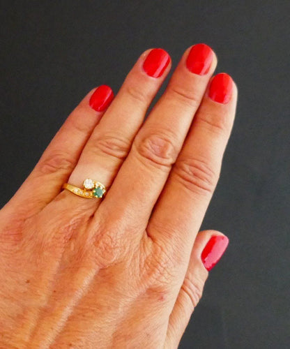 Bague 53.5 Bague Toi Et Moi émeraude Et Diamants 58 Facettes