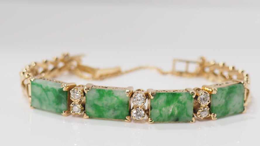 Bracelet Bracelet Vintage Or Jaune Diamants Jade 58 Facettes 31739