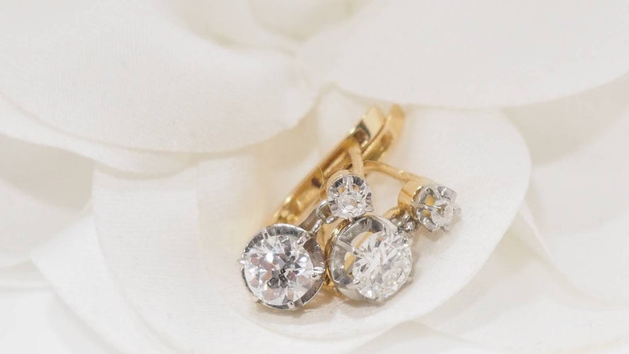 Boucles d'oreilles Boucles d'oreilles or jaune, diamants 58 Facettes 32012