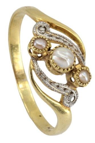 Bague 61 BAGUE PERLES ET DIAMANTS ART NOUVEAU 58 Facettes 049661