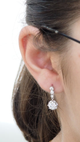 Boucles d'oreilles Dormeuses anciennes diamants 58 Facettes 32339
