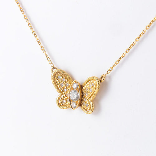 Collier Collier papillon or jaune et diamants 58 Facettes