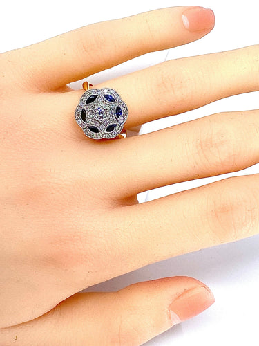 Bague 52 Bague Or jaune et Or blanc Saphirs et Diamants 58 Facettes AB219