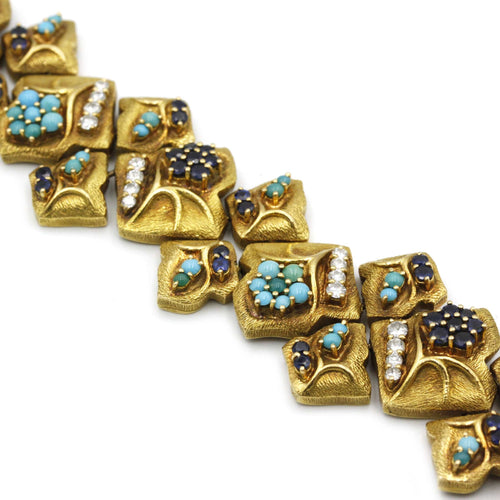 Bracelet Bracelet Or, Diamants, Saphirs et Turquoises 58 Facettes 220262R