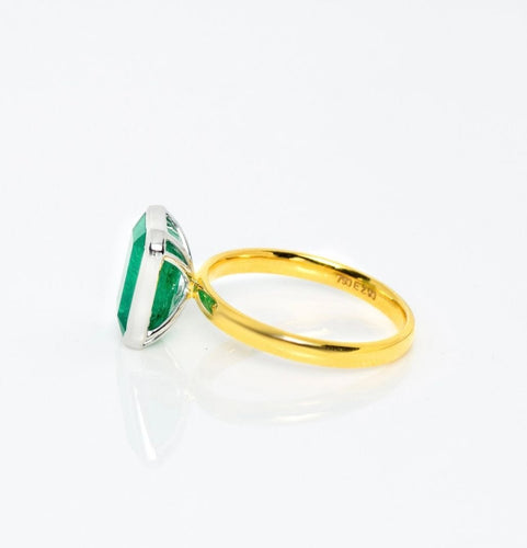 Bague Bague émeraude or jaune & blanc 58 Facettes