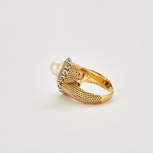 Bague 54 Bague Toi et Moi Perles Diamants 58 Facettes