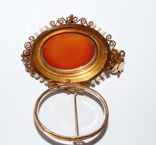 Broche Broche-Pendentif XIXe camée et perles 58 Facettes 459.1