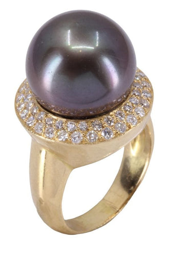 Bague 53 BAGUE PERLE DE TAHITI DIAMANTS 58 Facettes 075661