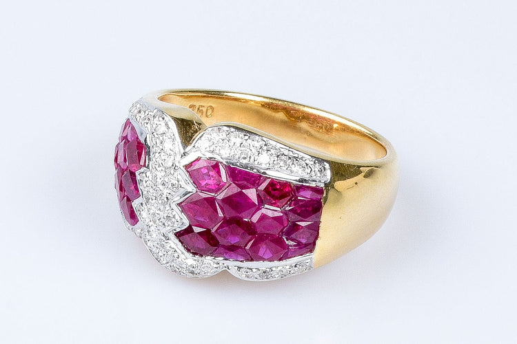Bague Bague diamant rubis en or massif 18 carats 58 Facettes 41400026-63