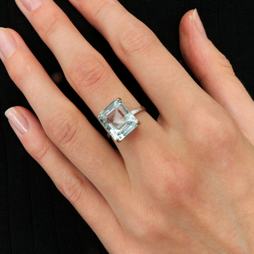 Bague Bague Aigue-Marine, or gris 58 Facettes