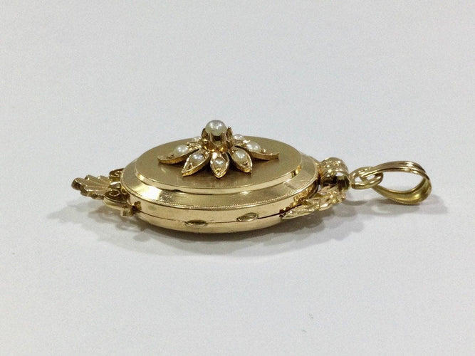 Pendentif Savard - Médaillon Photo Or Et Perles Napoléon III 58 Facettes 949564